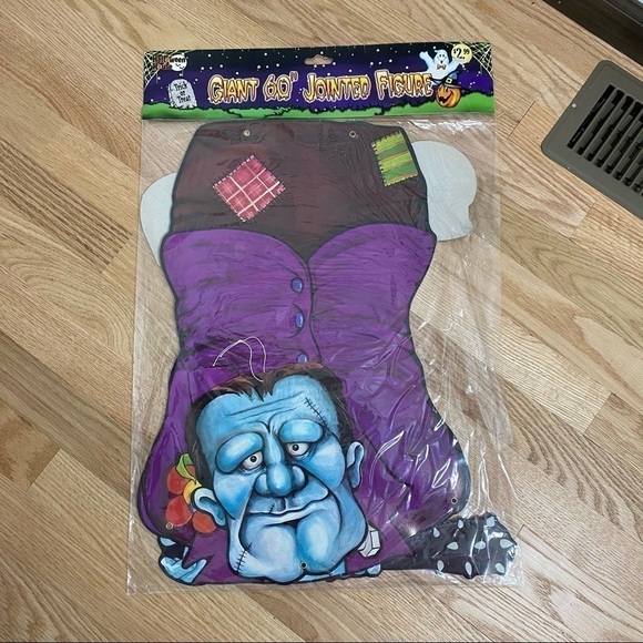 Vintage Frankenstein Jointed 60” Decoration NEW Hanging Halloween Purple - Picture 3 of 4